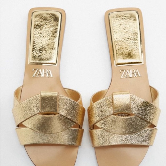 🎉Zara Gold Flat Criss Cross Sandals🎉 - Picture 5 of 5